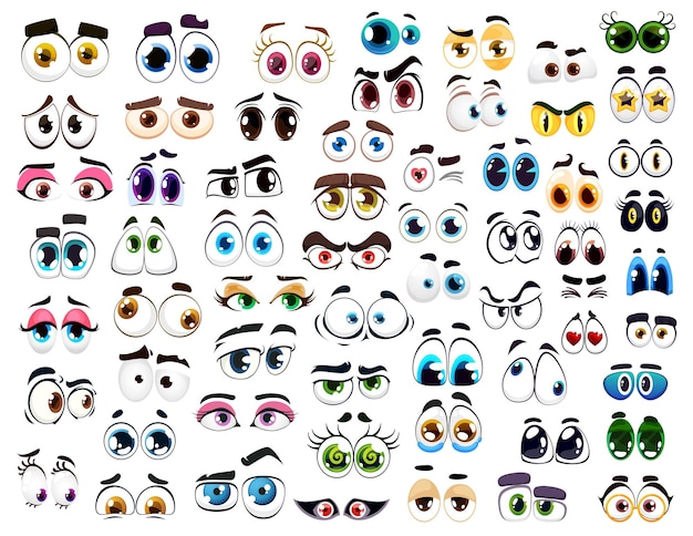 Cartoon comic eyes happy funny look characters