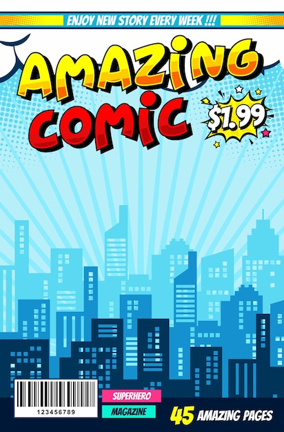 Cartoon comic pop art cover background template