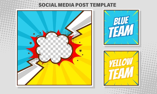 cartoon comic post social media template