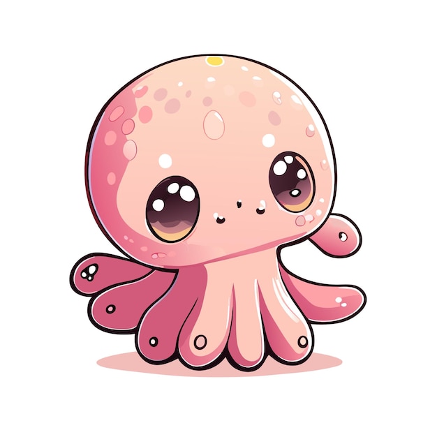 Cartoon comic style of adorable octopus in light pastel coloring looking slightly confused