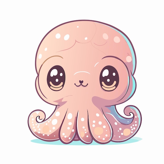 Cartoon comic style of adorable octopus in light pastel coloring looking slightly confused