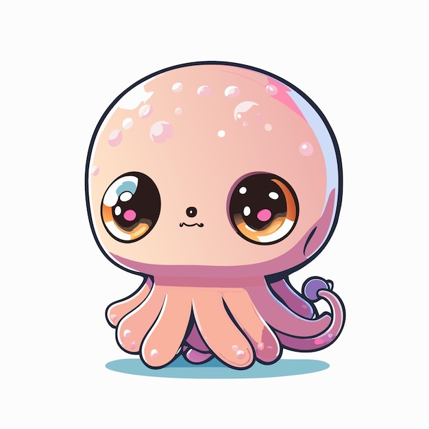 Cartoon comic style of adorable octopus in light pastel coloring looking slightly confused