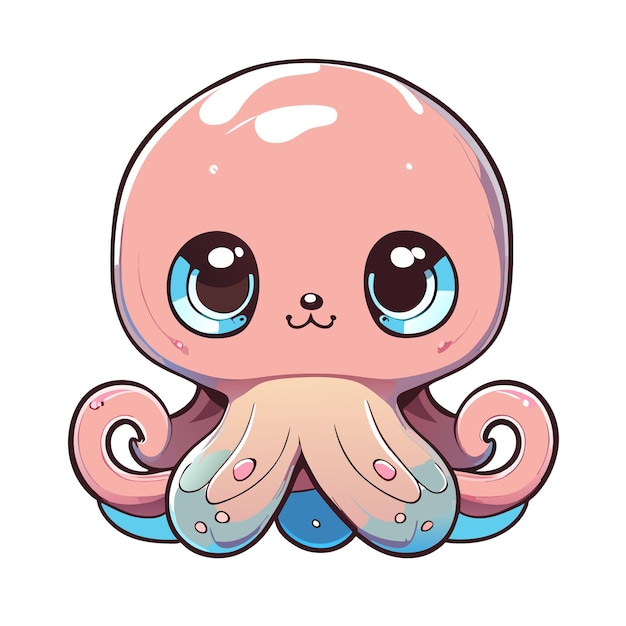 Cartoon comic style of adorable octopus in light pastel coloring looking slightly confused