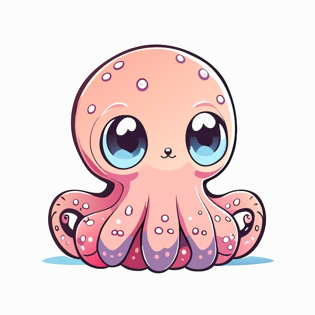 Cartoon Comic Style of adorable octopus in light pastel coloring looking slightly confused