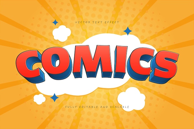 Cartoon comics vector text effect