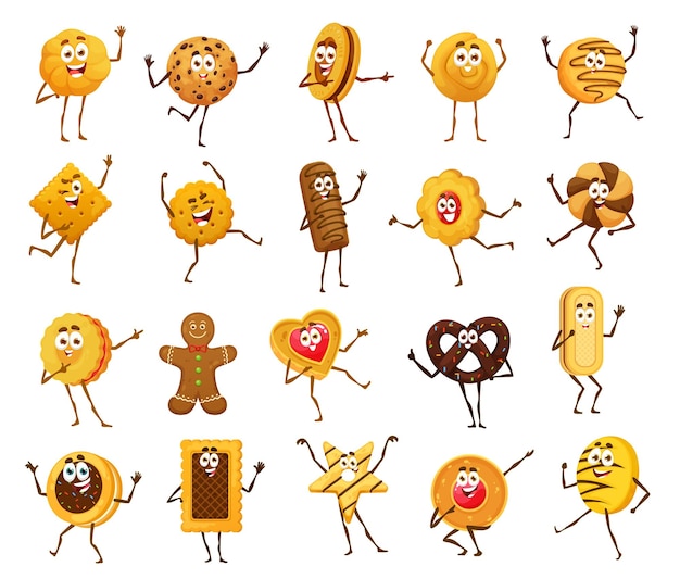 Vector cartoon cookie cracker and gingerbread characters