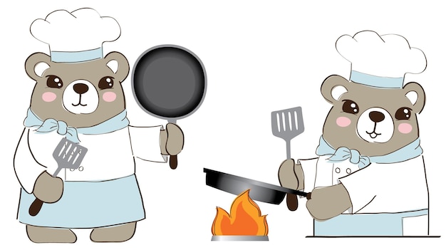 cartoon cooking elements bear chef