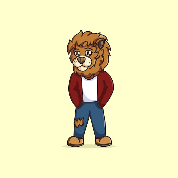 Cartoon cool lion illustration