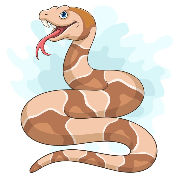 Vector cartoon copperhead snake on white background