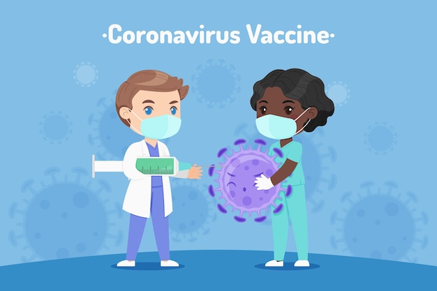 Cartoon coronavirus vaccine background