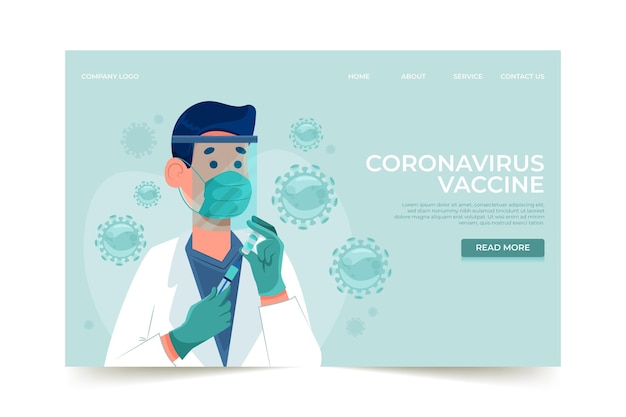 Cartoon coronavirus vaccine landing page