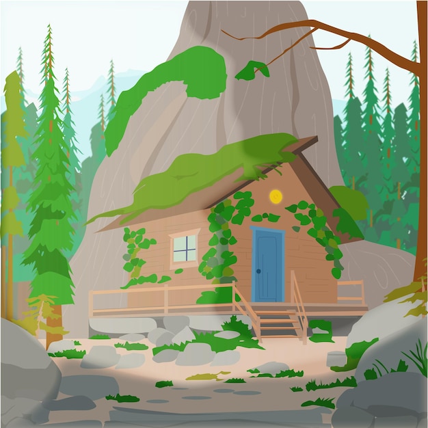 Vector cartoon cottage or rural house