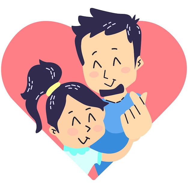 Vector a cartoon of a couple hugging in front of a heart