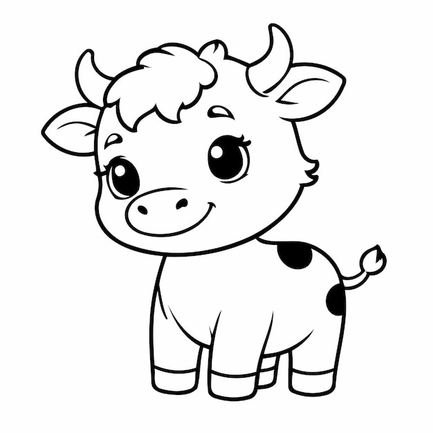 Cartoon Cow doodle illustration for colouring page