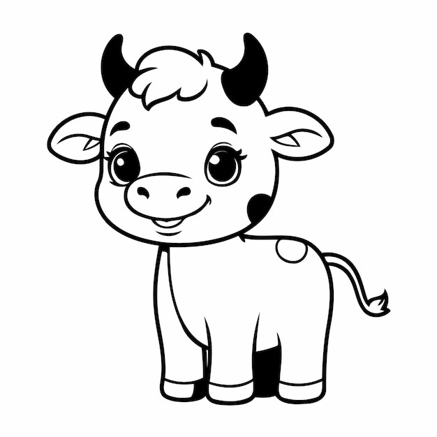 Cartoon Cow doodle for toddlers colouring page