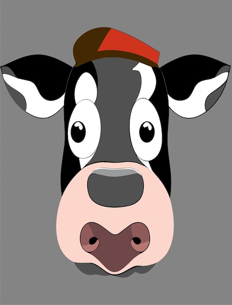 Cartoon Cow Face 2D Vector Design