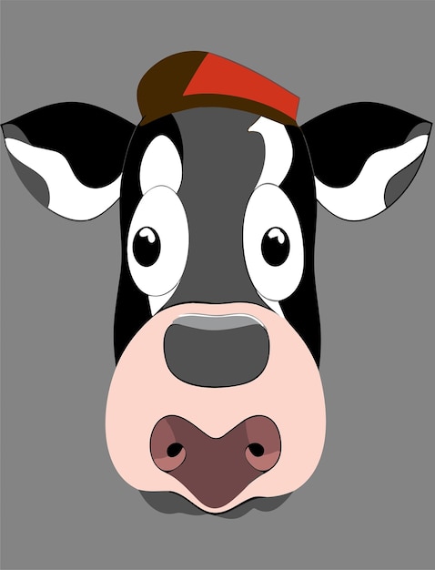 Cartoon cow face 2d vector design