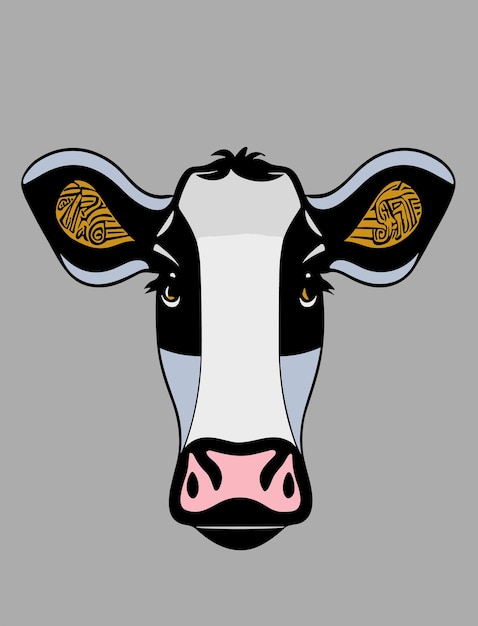 Cartoon Cow Face 2D Vector Design