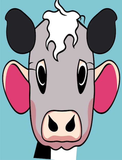 Cartoon cow face 2d vector design