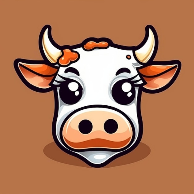 Cartoon Cow face clipart Vector Design