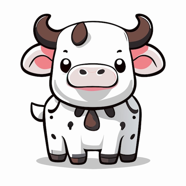 cartoon cow full white kids style white background