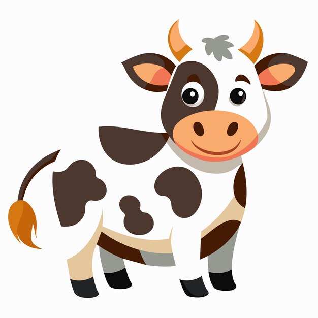 Vector a cartoon of a cow with a tag on its ear