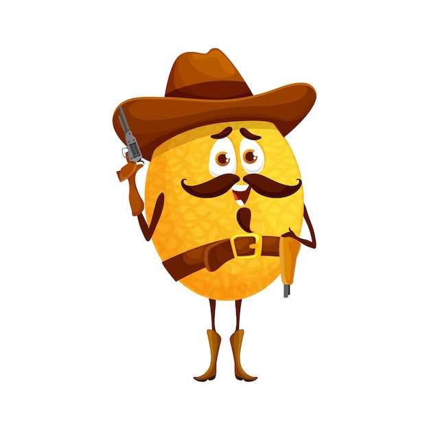 Cartoon cowboy meloen karakter grappige vector fruit