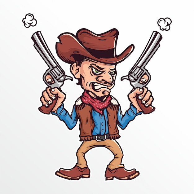 Cartoon cowboy met een pistool vectorillustratie