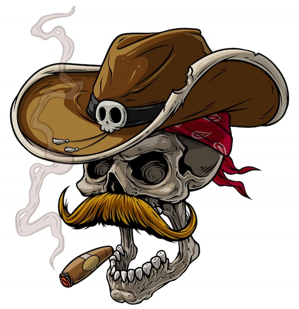 skull with cowboy hat