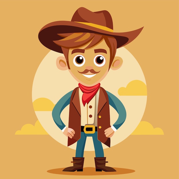 Vector a cartoon of a cowboy with a mustache and a cowboy hat