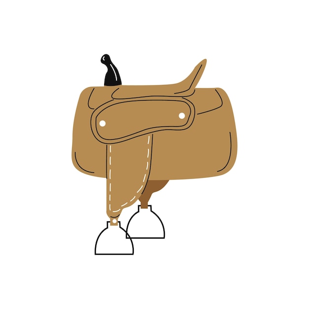 Cartoon cowgirl brown saddle for horse horseback riding Leather horse supply Equestrian sport