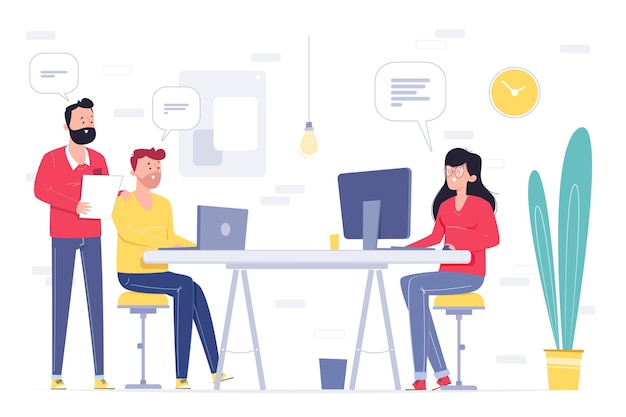 cartoon coworking space illustrated