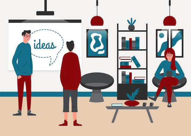 cartoon coworking space illustration