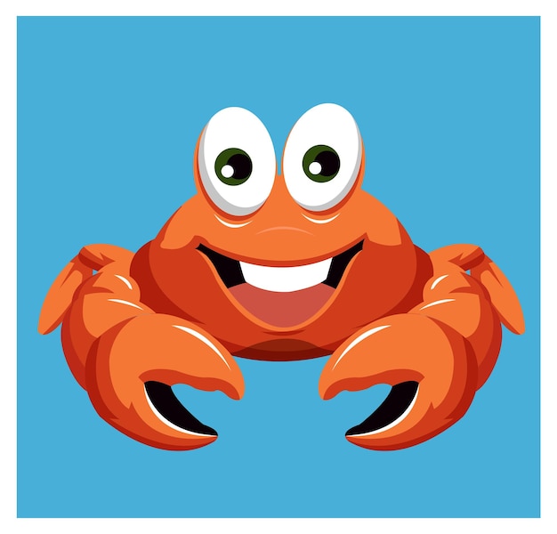 A cartoon crab with a blue background