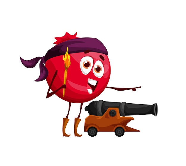 Cartoon cranberry pirate character with cannon