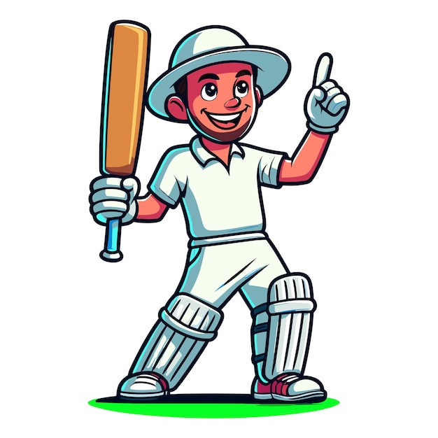 cartoon cricketer vector illustration