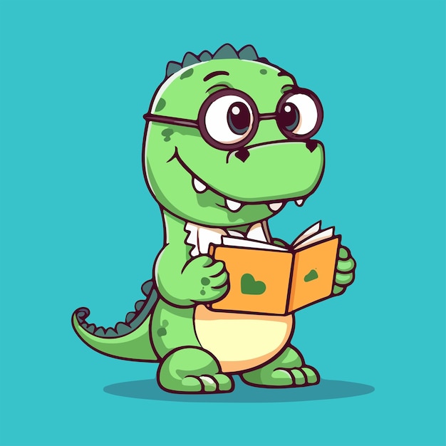 cartoon crocodile is holding a book