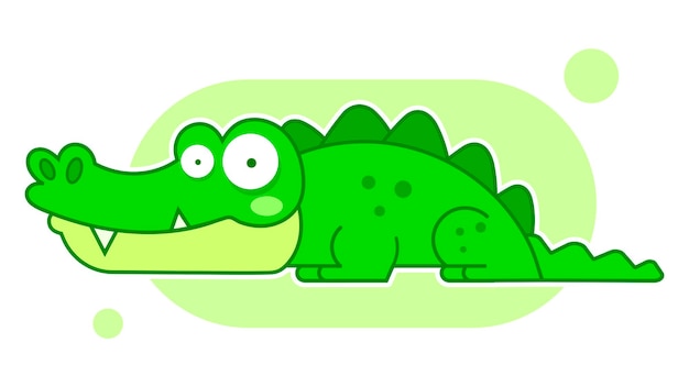 Cartoon Crocodile Isolated On White Background Funny Cartoon Character