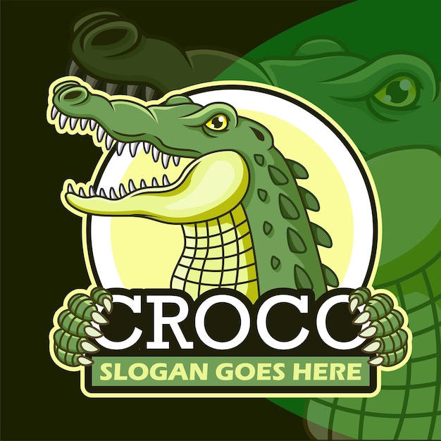 Vector cartoon crocodile mascot template design