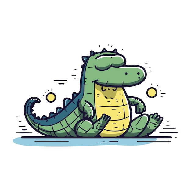 Карикатурный крокодил векторная иллюстрация милый крокодил