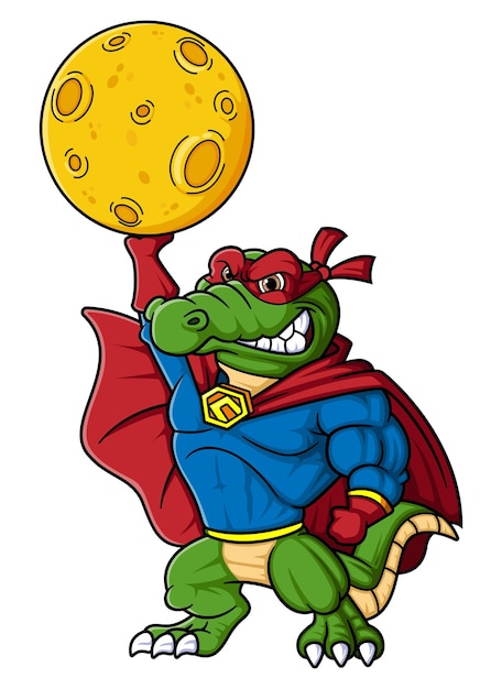 Cartoon crocodile wearing superhero costume