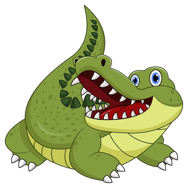 Vector cartoon crocodile on white background