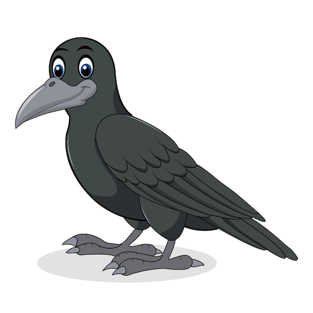 Cartoon crow isolated on white background cute vector illustration