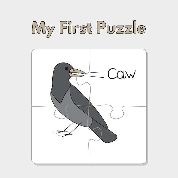Шаблон головоломки Cartoon Crow для детей