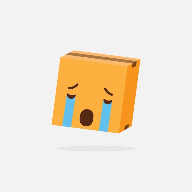 A cartoon of a cube crying with a face drawn on it.