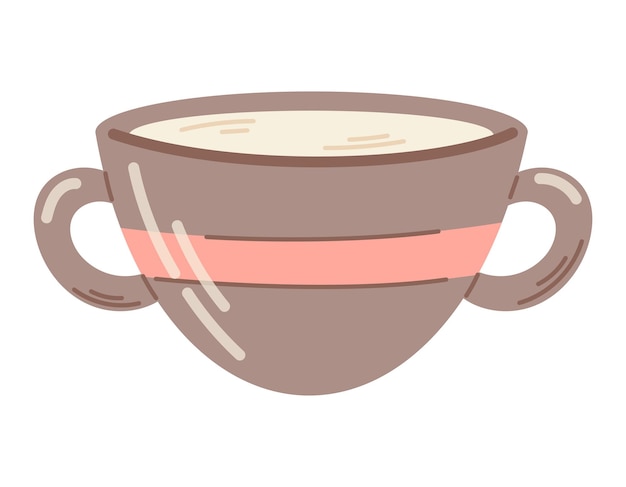 漫画の熱いお茶やコーヒーのカップ ベクトル分離フラット イラスト