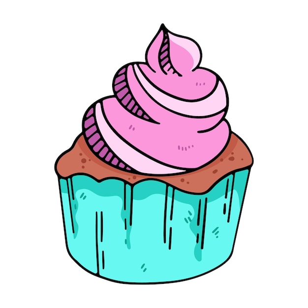 Cartoon cupcake of muffin vector ontwerpelement geïsoleerd op een witte achtergrond