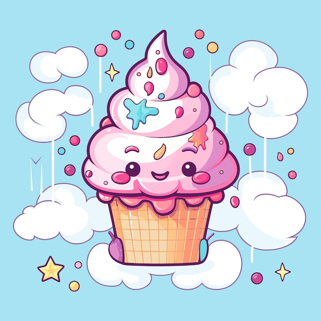 Vector cartoon cupcake vector illustration