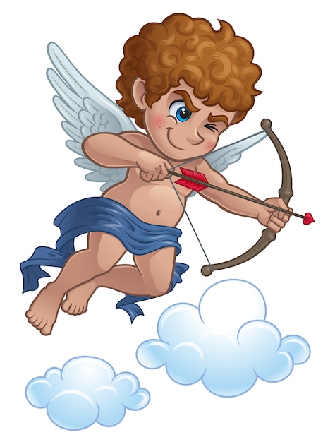 Cartoon cupid with bow and arrow