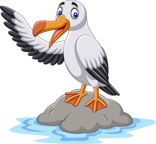 Cartoon cute albatross waving